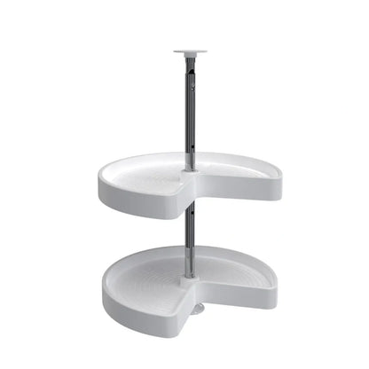 Lazy Susan – Kidney-Shaped, Polymer, 2-Shelf Organizer for Wall & Upper Cabinets