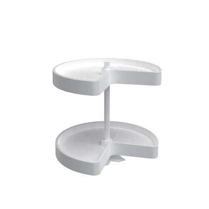 Lazy Susan – Kidney-Shaped, Polymer, 2-Shelf Organizer for Wall & Upper Cabinets