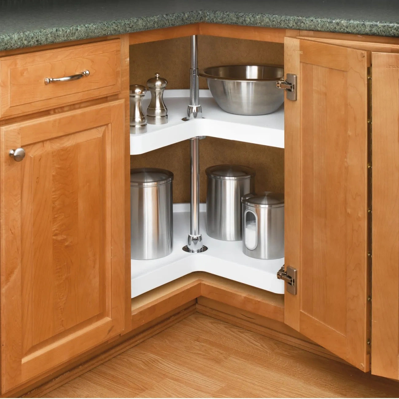 Lazy Susan – RAS, Kidney-Shaped, Polymer Organizer with Hub for Base & Lower Cabinets