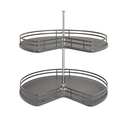 Solid Bottom 2-Shelf Kidney-Shaped Lazy Susan for Corner Base Cabinet