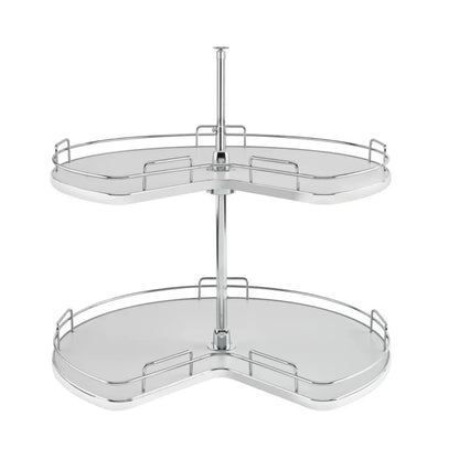 Solid Bottom 2-Shelf Kidney-Shaped Lazy Susan for Corner Base Cabinet