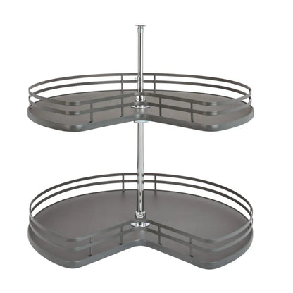 Solid Bottom 2-Shelf Kidney-Shaped Lazy Susan for Corner Base Cabinet