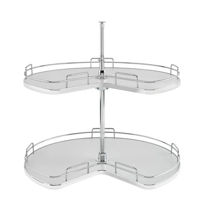 Solid Bottom 2-Shelf Kidney-Shaped Lazy Susan for Corner Base Cabinet
