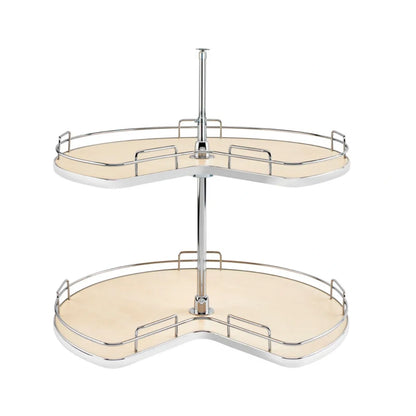 Solid Bottom 2-Shelf Kidney-Shaped Lazy Susan for Corner Base Cabinet