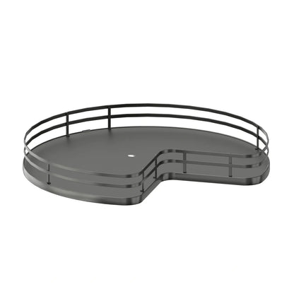 Solid Bottom Kidney-Shaped Lazy Susan for Corner Base Cabinet w/ Swivel Bearing