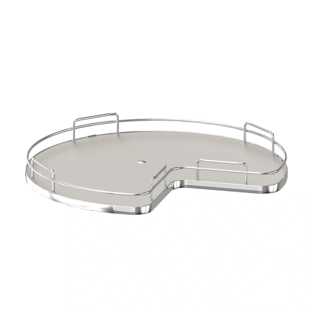 Solid Bottom Kidney-Shaped Lazy Susan for Corner Base Cabinet w/ Swivel Bearing