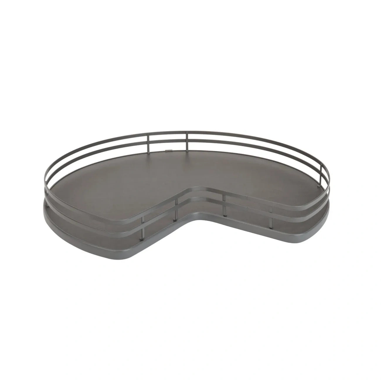 Solid Bottom Kidney-Shaped Lazy Susan for Corner Base Cabinet w/ Swivel Bearing