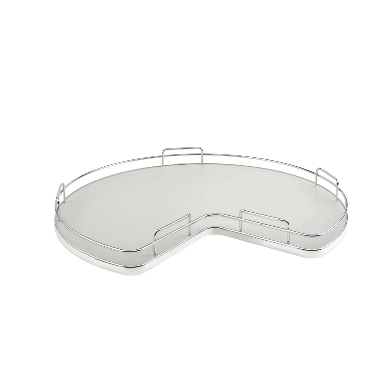 Solid Bottom Kidney-Shaped Lazy Susan for Corner Base Cabinet w/ Swivel Bearing