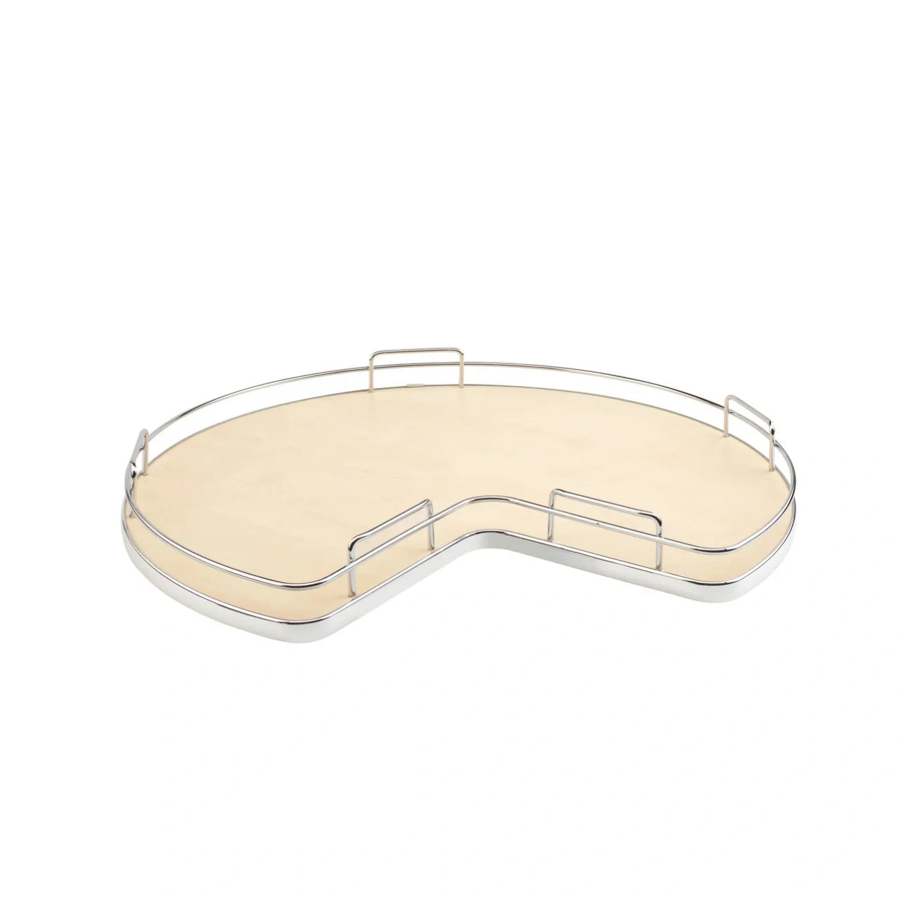 Solid Bottom Kidney-Shaped Lazy Susan for Corner Base Cabinet w/ Swivel Bearing