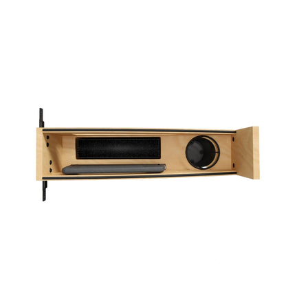 Wood Base Cabinet Knife Block Pullout Organizer w/ BLUM Soft-Close and Matte Black Accents