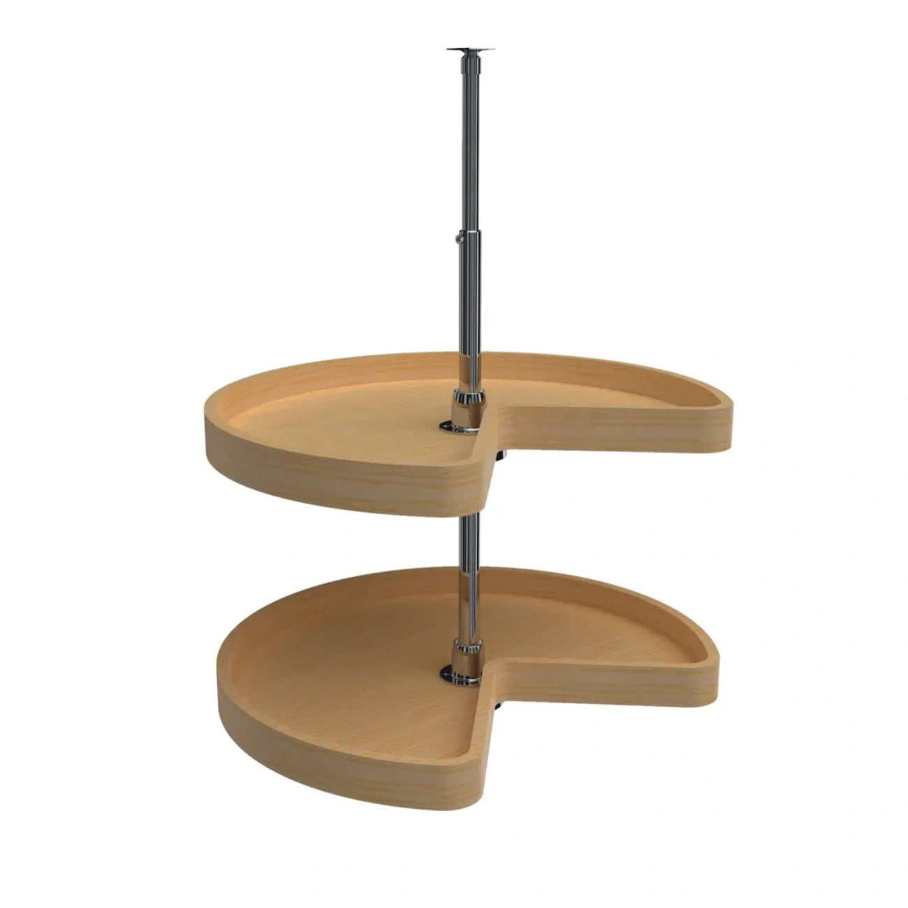 Lazy Susan – Kidney-Shaped, Natural Wood, 2-Shelf Organizer for Base & Lower Cabinets