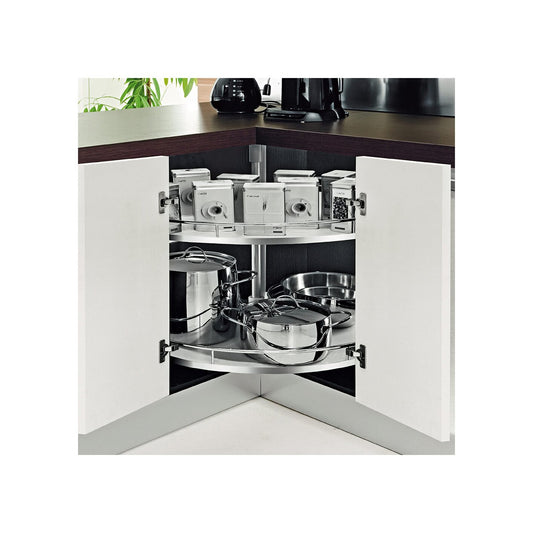 Vibo Galaxy Collection, Kidney Shape Lazy Susan, 32 in, White / Chrome